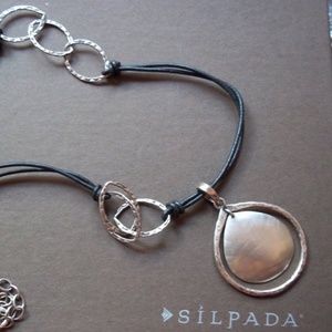 Silpada Sterling Silver Leather Disc Necklace